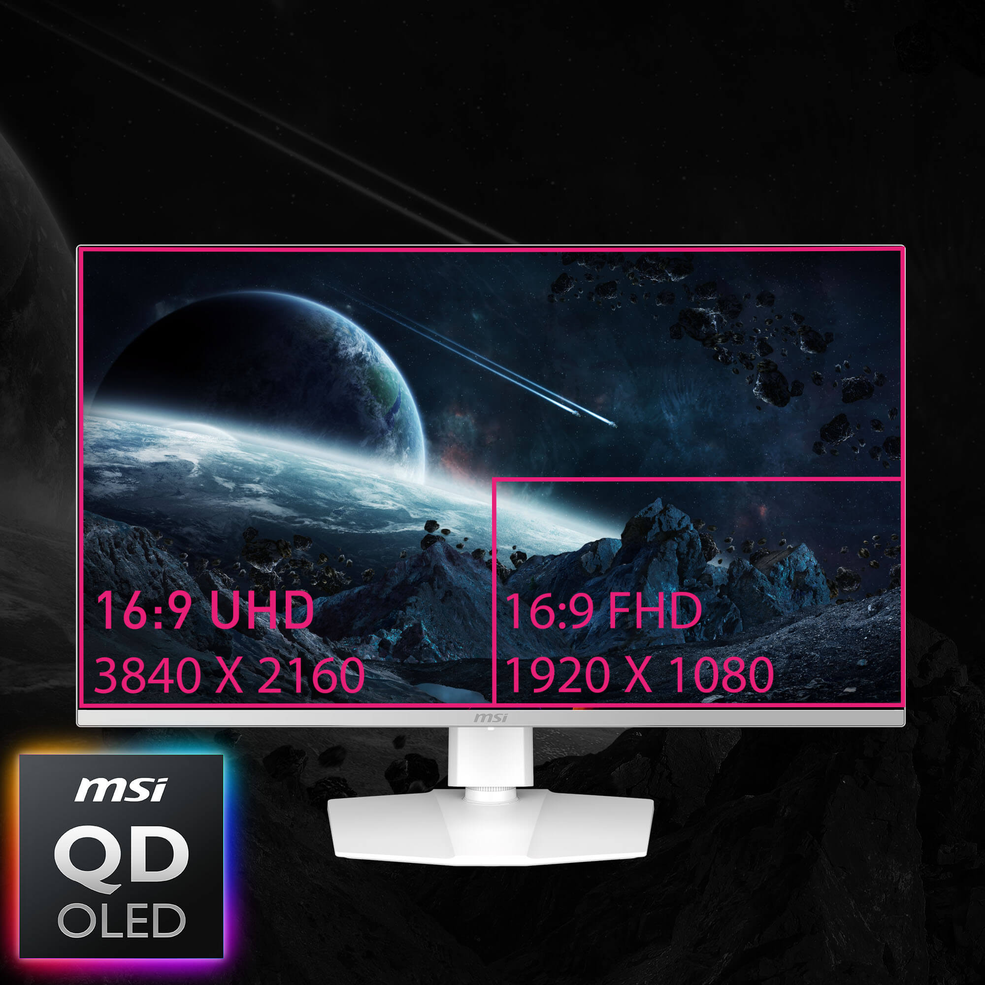 MSI 有機EL ゲーミングモニター MPG 321URXW QD-OLED MSI、ホワイトの31.5型4K有機ELゲーミングモニター「MPG 321URXW